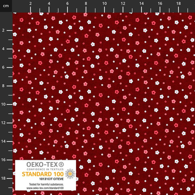 Stof European Quilting Rainbow Flower Lt Red Cotton Fabric By Yd