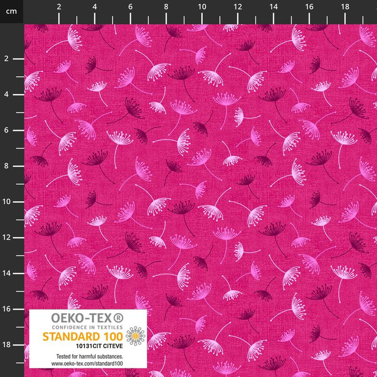 Stof European Quilting Rainbow Sm Blowflower Pink Cotton Fabric By Yd