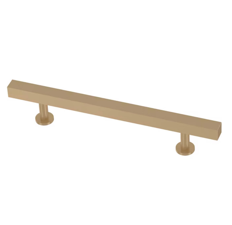 Brainerd P37257W-523 5 1/16" (128mm) Satin Gold Square Bar Cabinet Pull
