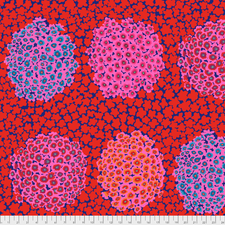 Free Spirit Kaffe Fassett PWGP180 Hydrangea Red Cotton Quilting Fabric by Yd