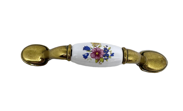 Brainerd P50012C-ABW Antique Brass & White Ceramic 3" Spoon Foot Cabinet Pull