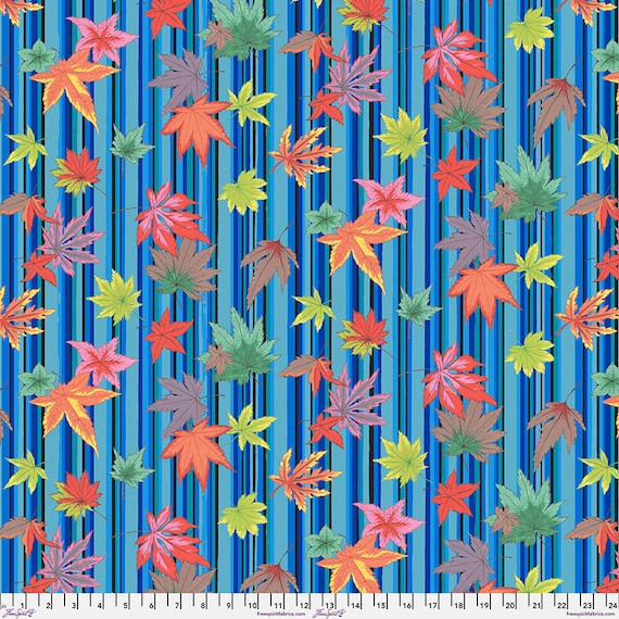 Snow Leopard Temple Garden Maple Cascade Multi Cotton Fabric By The Yard