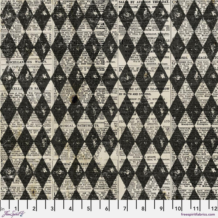Tim Holtz PWTH074 Frightful Harlequin Black Cotton Fabric By Yard