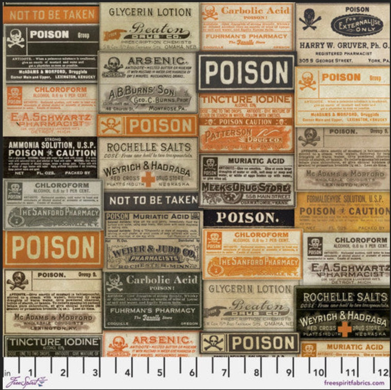 Tim Holtz PWTH072 Frightful Apothecary Multi Cotton Fabric By Yard