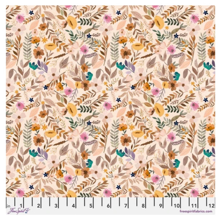FreeSpirit Mia Charro Autumn Friends Autumn Leaves Linen Cotton Fabric By Yd