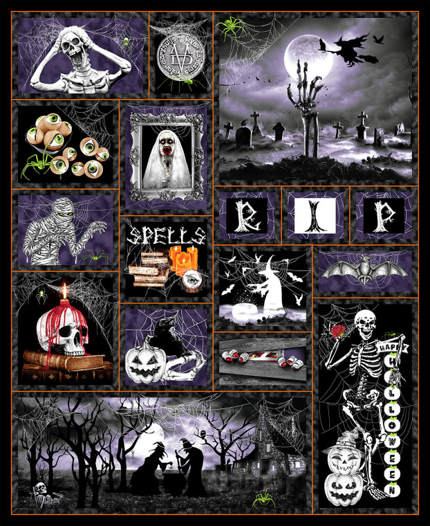 Blank Quilting Hocus Pocus Glow Halloween Panel Cotton Fabric By The Panel