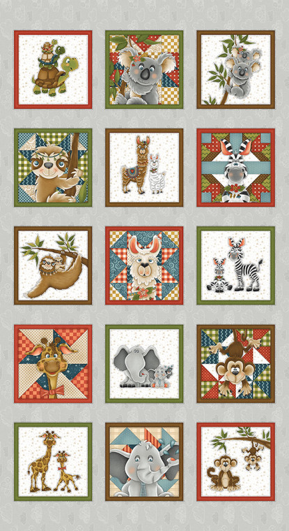 Henry Glass Our Greatest Gift Block Panel Gray Cotton Fabric By The Panel