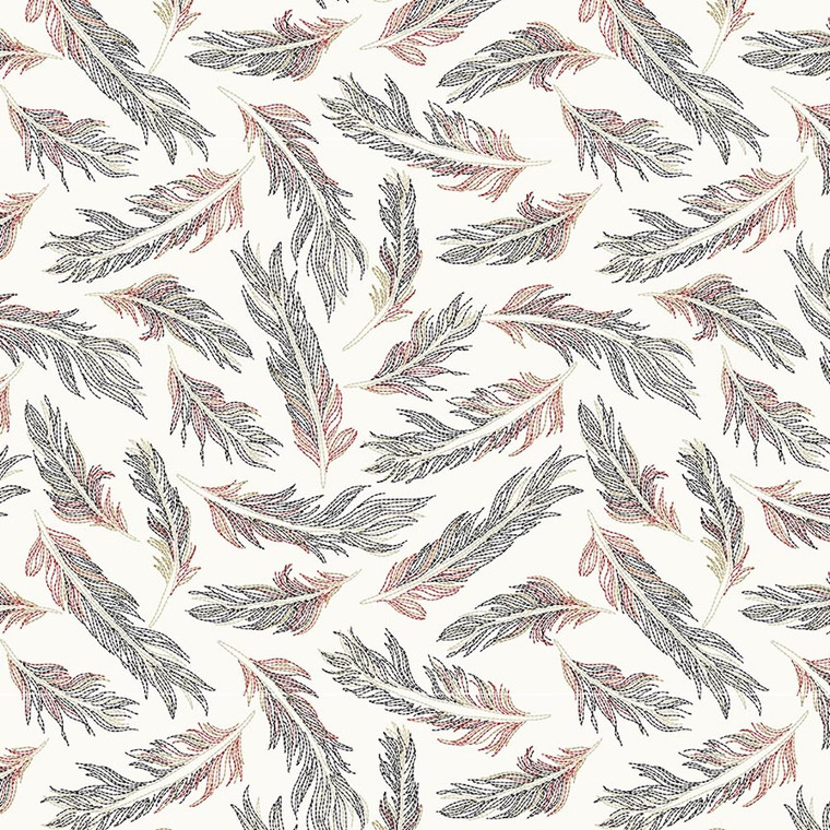 Studio E Zooming Chickens Stitched Feathers Off White Cotton Fabric by The Yard