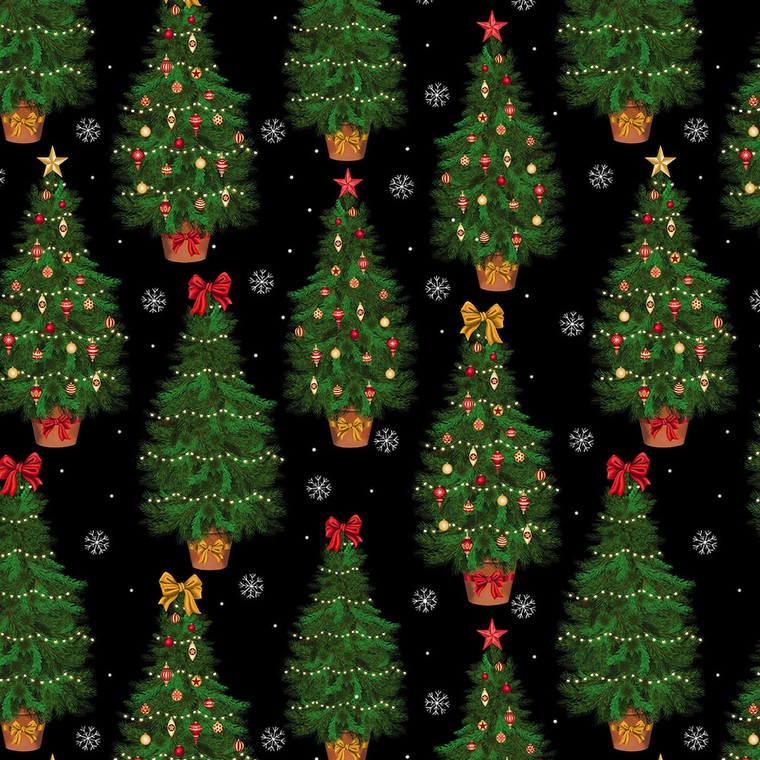 Blank Quilting All Spruced Up Christmas Tree Black Holiday Cotton Fabric By Yard