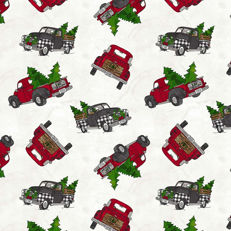 Blank Quilting My Cowboy Gave To Me Trucks White Cotton Fabric By Yd