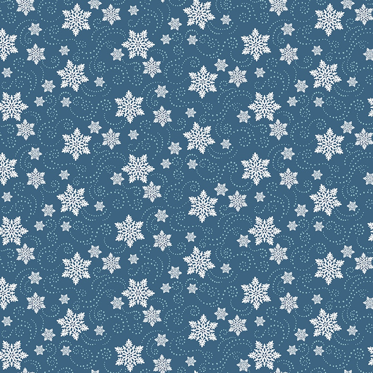Studio E Snowman's Dream Snowflakes Blue Cotton Fabric By The Yard
