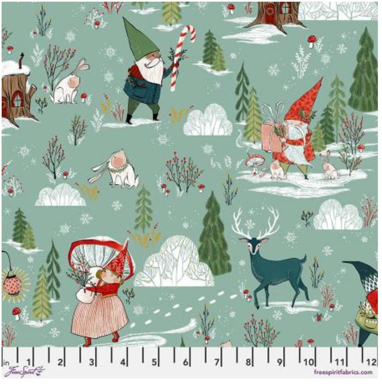 Free Spirit Cori Dantini Enchanted Forest Busy Day Aqua Cotton Fabric By Yd
