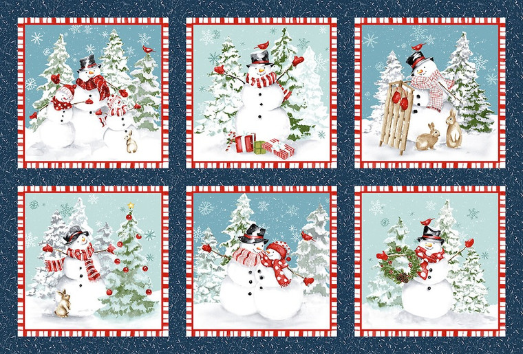 Henry Glass Bundle Up Holiday Block Panel Cotton Fabric By The Panel