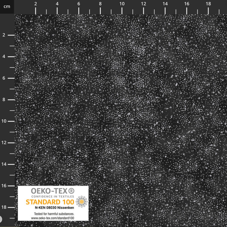 Stof Quilting Frosty Snowflake Snow Crystals Silver Black Cotton Fabric By Yd