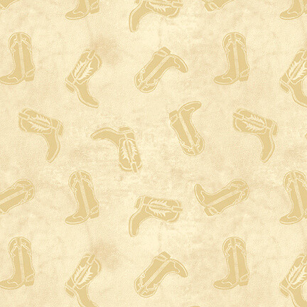 Blank Quilting Western Stock Cowboy Boots Ivory Cotton Fabric By Yard