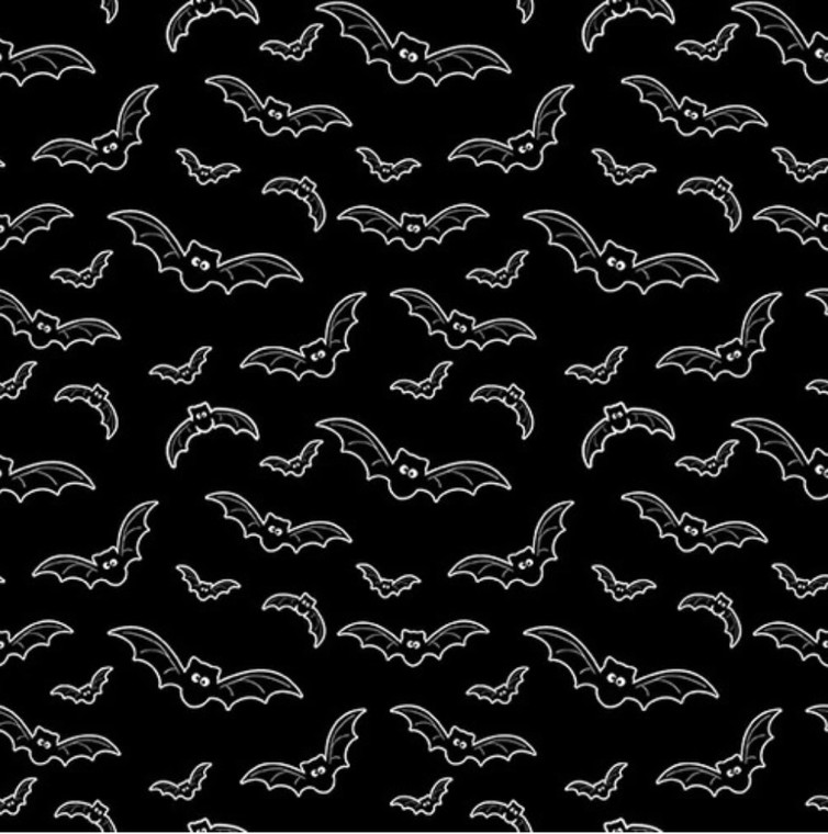Henry Glass A Haunting We Will Glow Bats Black Halloween Cotton Fabric By Yard