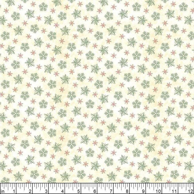 Studio E Vintage Whispers From Santa Stars Snowflakes Cream Fabric By The Yd