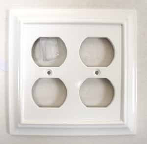 White Architect Double Duplex Outlet Cover Wall Plate