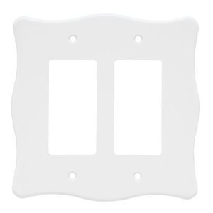 64600 White Scallop Double GFCI Rocker Cover Plate