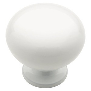 085-03-0134 1 1/4 " White Hollow Round Cabinet Drawer Knob 4 Pack