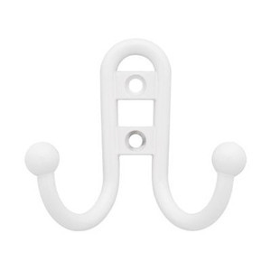 B46115-W White Double Coat, Hat, Robe Hook w/ Ball End