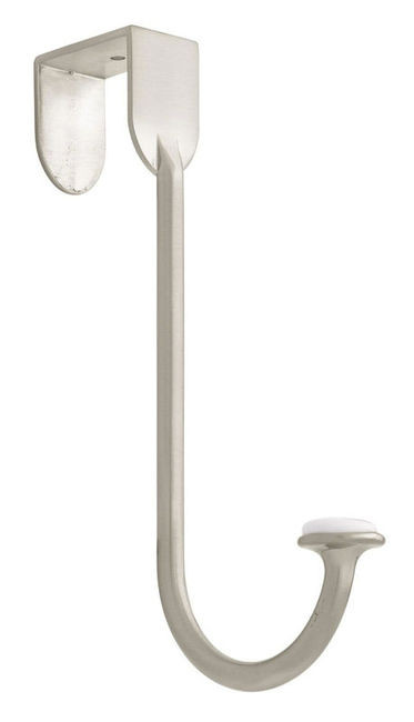 BBF430Z-SN White Ceramic & Satin Nickel Over The Door Coat Hat Robe Hook