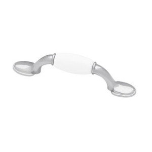 P50011-CHW Chrome & White 3" Spoon Foot Cabinet Drawer Knob Pull 2 Pack