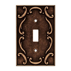64268 Sponged Copper French Lace Single Switch Cover Plate