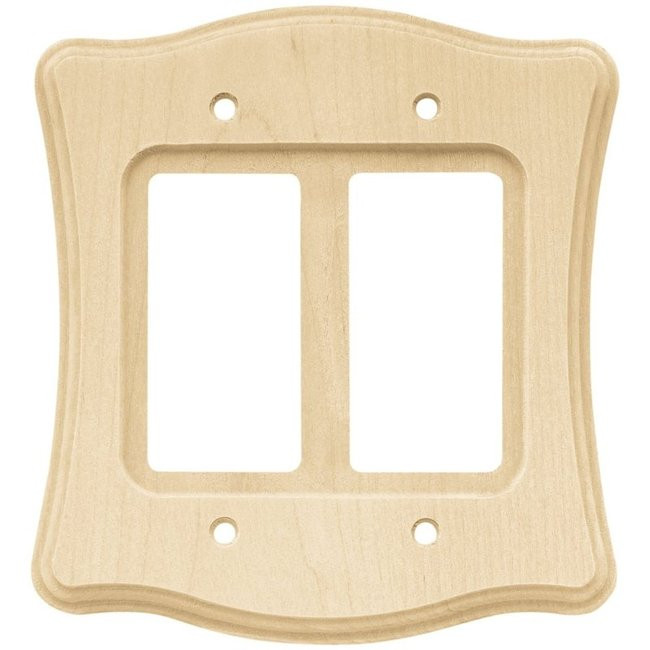 64630 Scallop Unfinished Wood Double GFCI Wall Plate