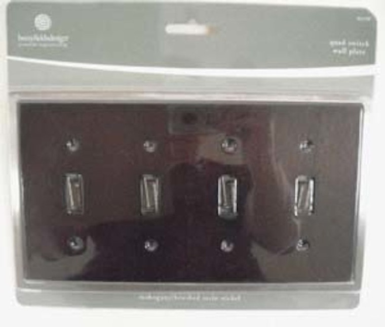 64559 Wood Insert Quad Switch Mahogony Cover Wall Plate