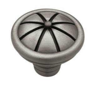 PBF520Y-BSP  1 3/8"  Pie w/ Rings Brushed Satin Pewter Cabinet Drawer Knob Pull