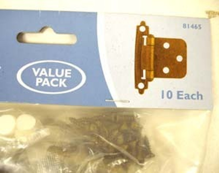 81465 Antique Brass Self Closing Overlay HInge 10 Pack