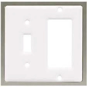 64581 White Ceramic & Satin Nickel Single Switch Single GFCI Cover Plate