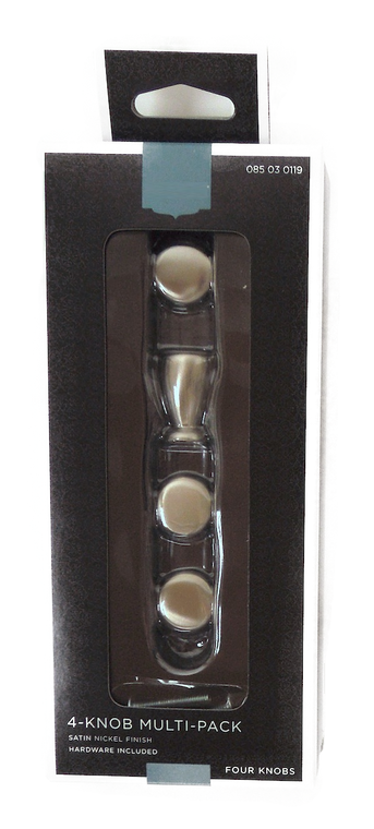 085-03-0119  3/4" Milk Bottle Satin Nickel Cabinet Drawer Pull Knob 4 Pack