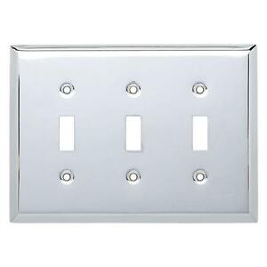 64381 Chrome Stamped Metal Triple Switch Cover Plate