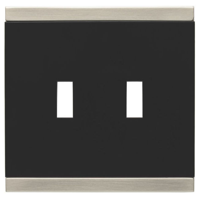 135755 Basic Stripe Black & Satin Nickel Double Switch Cover Wall Plate