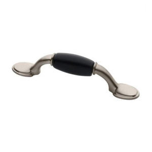 P50011C-SNB Satin Nickel & Black 3" Spoon Foot Cabinet Drawer Knob Pull