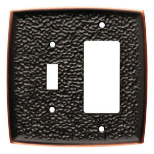 144037 Hammered Bronze & Copper Single Switch /  GFCI Cover Plate