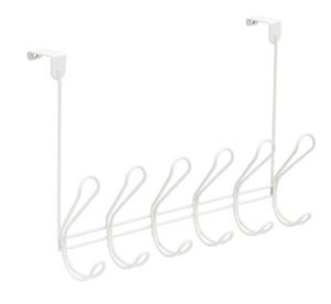 147053 Dolen Over The Door Hook Coat Hat 6 Hook Rail White