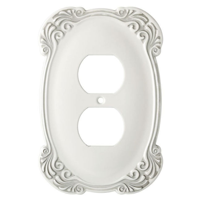 144394 Antique White Arboresque Single Duplex Outlet Cover Wall Plate