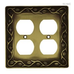 64177 Antique Bronze Leaf & Vine Double Duplex Cover Plate