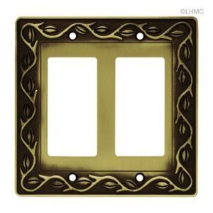 64179 Antique Bronze Leaf & Vine Double GFCI Cover Plate