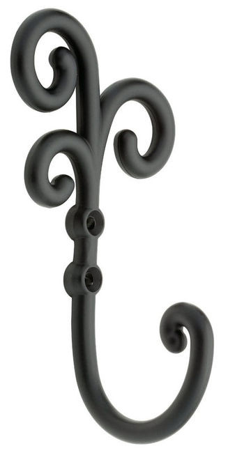 133072 Flat Black Curlique Single Prong Coat and Hat Hook