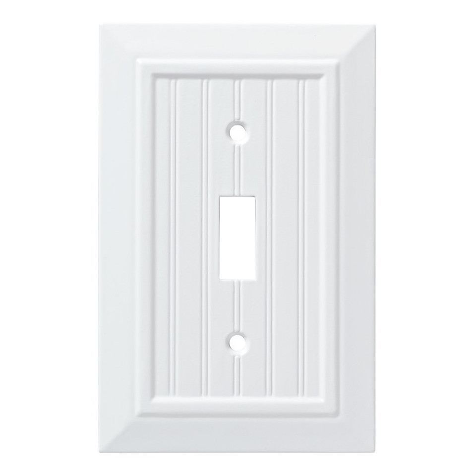 W35265PW Pure White Beadboard Wood Architect Single Switch Cover Plate