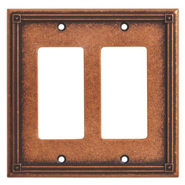 Ruston Plate Brainerd 135769 Ruston Sponged Copper Double GFCI Rocker Cover Plate