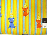 Felicity Miller Cat & Dog Stripe Orange Fabric By Yd