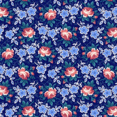 Henry Glass 1325-77 Windsor Park Roses Navy Cotton Quilting Fabric By Yard