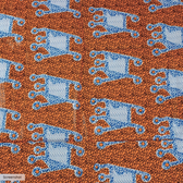 African Print Tangle Orange & Blue Traditional Wax Print Cotton Fabric By The Yard