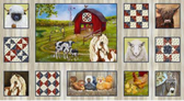 Henry Glass Down on the Farm Blocks Ecru Cotton Fabric By The Yard