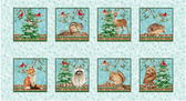 Studio e Winterwood Animal Blocks Ice Blue Cotton Fabric By The Yard